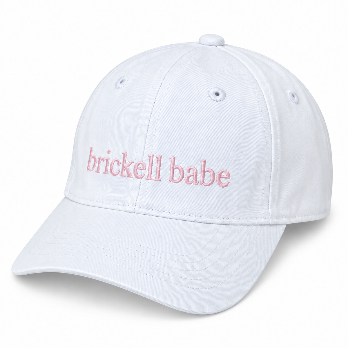 Brickell Babe White Embroidered Baseball Hat