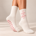 Fitness Is My Weakness Pilates Grip Socks – Ivory & Pink | PREORDER