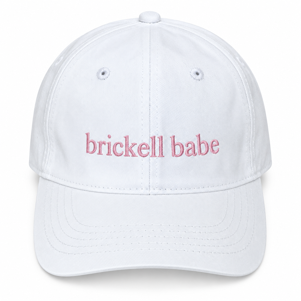 Brickell Babe White Embroidered Baseball Hat